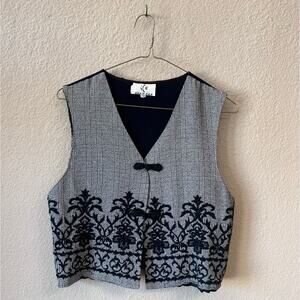 Vintage 90's ice plaid embroidered vest size M